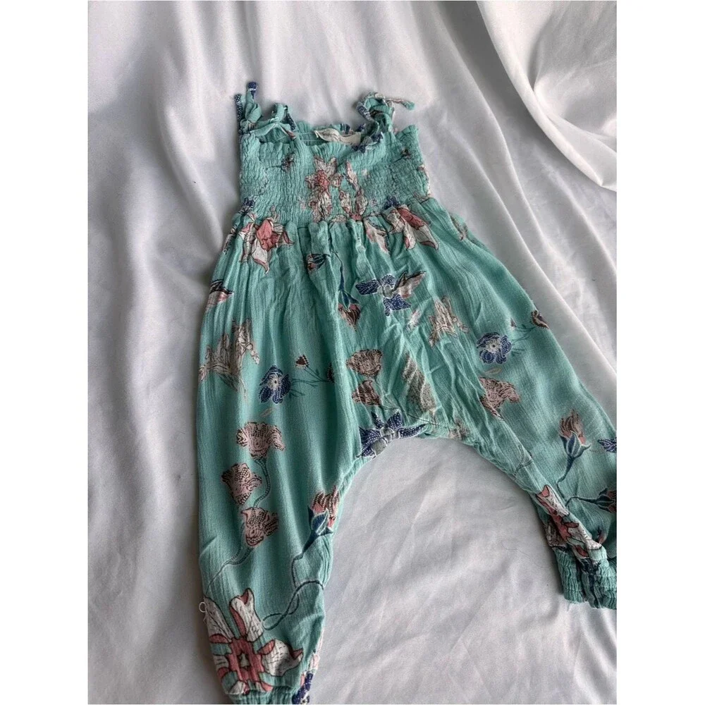 12M Girls' Floral Mint Jumpsuit Romper